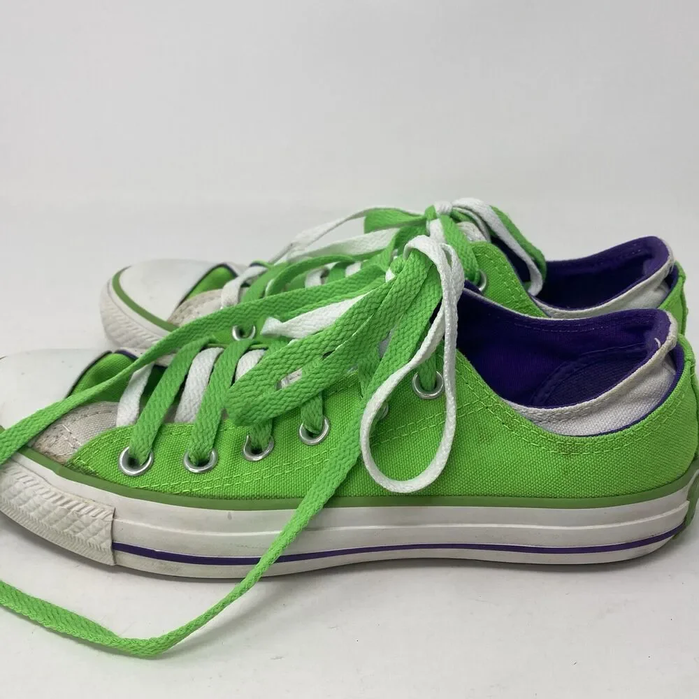 Converse Unisex All Star Neon Green Purple Shoes Sneakers Size Men's 6 Women's 8